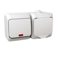 Zásuvka 2P+T/16A/250V + prepínač (6So) 16AX/250V (SS) IP44 biela Cedar Plus (Schneider)