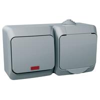 Zásuvka 2P+T/16A/250V + spínač (1So) 16AX/250V (SS) IP44 sivá Cedar Plus (Schneider)