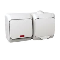 Zásuvka 2P+T/16A/250V + spínač (1So) 16AX/250V (SS) IP44 biela Cedar Plus (Schneider)