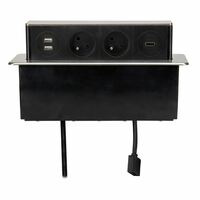 Nábytková výsuvná zásuvka 2x230V, 1xHDMI, s vidlicou, nerez (SOLIGHT)