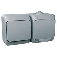 Zásuvka 2P+T/16A/250V + spínač (1) 16AX/250V (SS) IP44 sivá Cedar Plus (Schneider)