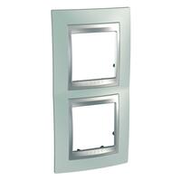 Rámček 2-násobný vert. zelená mat.metal./hliník Unica Top (Schneider)