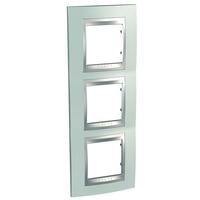 Rámček 3-násobný vert. zelená mat.metal./hliník Unica Top (Schneider)